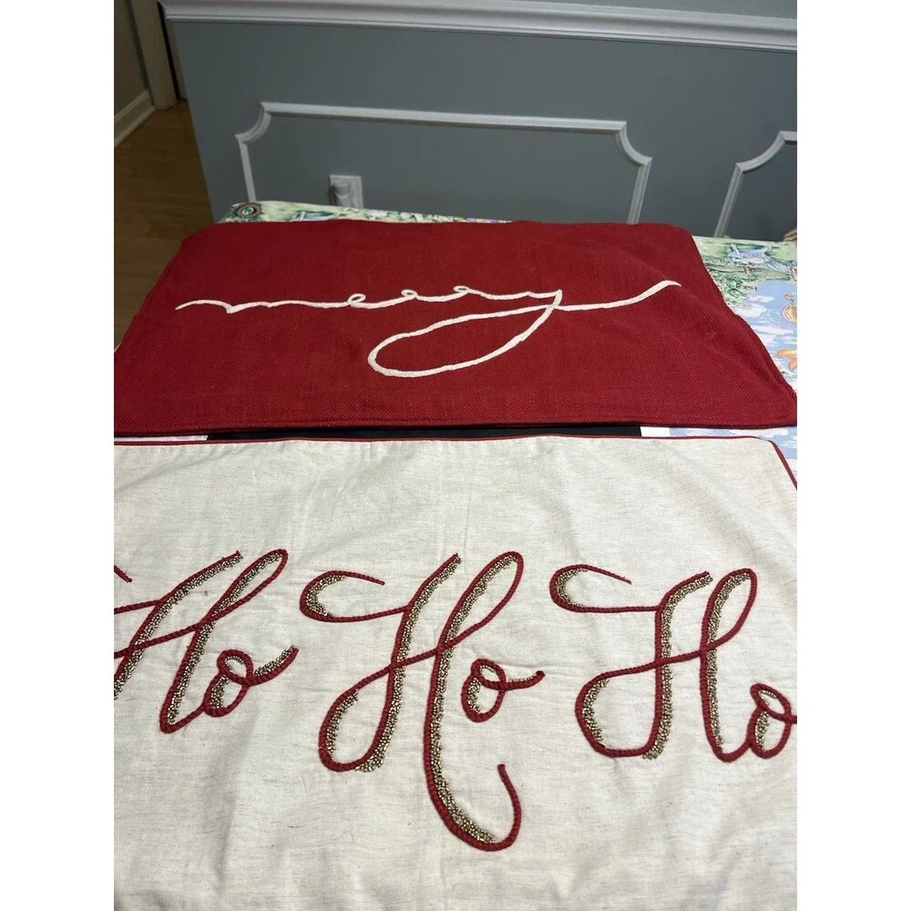 Pair of Pottery Barn Christmas Lumbar Pillow Covers 16x26”